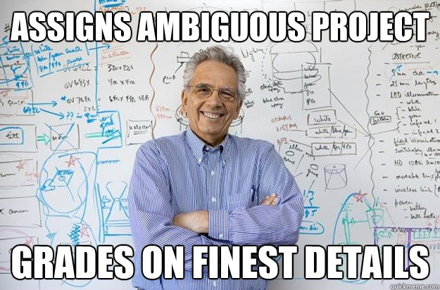 assigns ambiguous project Grades on finest details  Engineering Professor