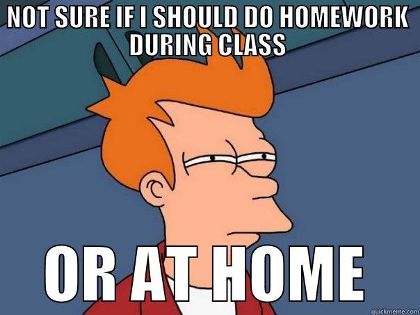 NOT SURE IF I SHOULD DO HOMEWORK DURING CLASS OR AT HOME Futurama Fry