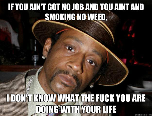 if you ain't got no job and you aint and smoking no weed, i don't know what the fuck you are doing with your life  