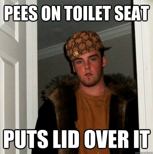 pees on toilet seat puts lid over it   Scumbag Steve