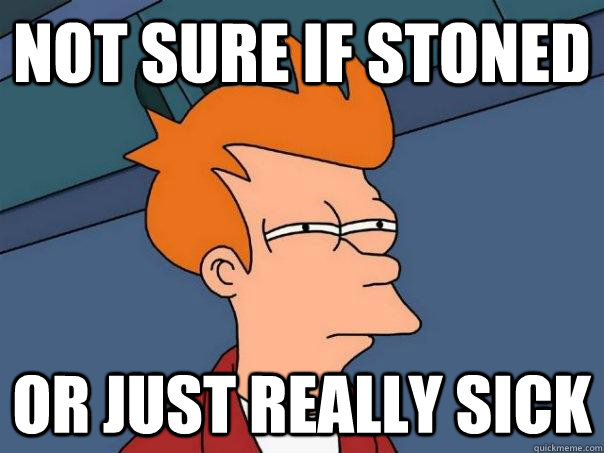 Not sure if stoned Or just really sick  Futurama Fry