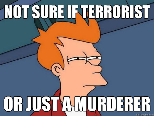 Not sure if terrorist Or just a murderer  Futurama Fry