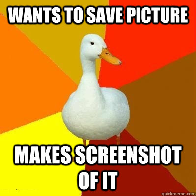 Wants to save picture makes screenshot of it  Tech Impaired Duck