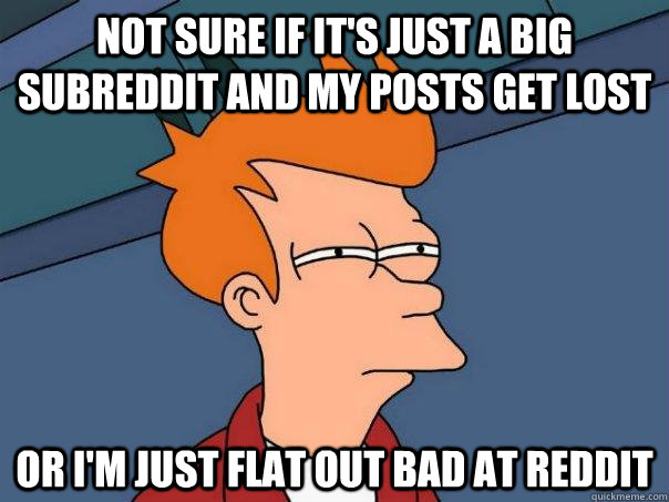 Not sure if it's just a big subreddit and my posts get lost or I'm just flat out bad at reddit  Futurama Fry