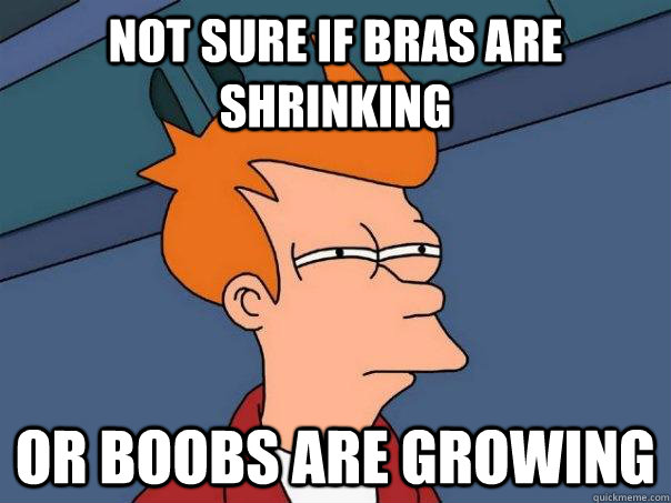 Not sure if bras are shrinking  Or boobs are growing  Futurama Fry