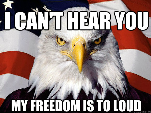 I can't hear you my freedom is to loud - I can't hear you my freedom is to loud  Patriotic Eagle