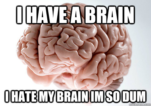 I have a brain I hate my brain im so dum  Scumbag Brain