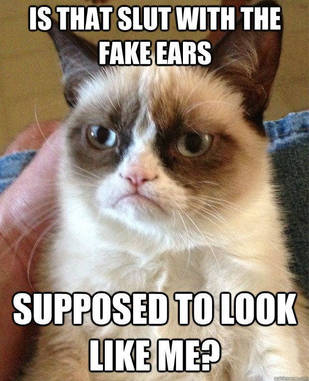 Is that slut with the fake ears Supposed to look like me?  Grumpy Cat