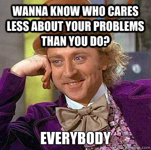 Wanna know who cares less about your problems than you do? Everybody - Wanna know who cares less about your problems than you do? Everybody  Condescending Wonka