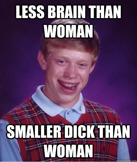 less brain than woman smaller dick than woman  Unlucky Brian