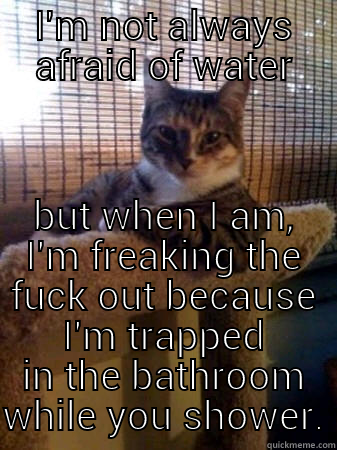 I'M NOT ALWAYS AFRAID OF WATER BUT WHEN I AM, I'M FREAKING THE FUCK OUT BECAUSE I'M TRAPPED IN THE BATHROOM WHILE YOU SHOWER. The Most Interesting Cat in the World