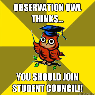 Observation Owl Thinks... You should Join Student Council!!  Observational Owl