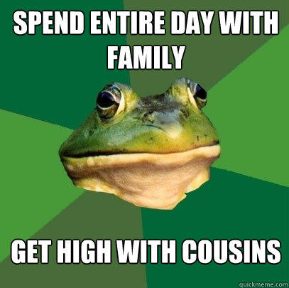 Spend entire day with family get high with cousins  
