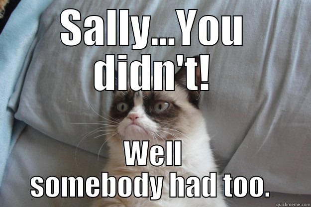 I did it.  So what - SALLY...YOU DIDN'T! WELL SOMEBODY HAD TOO.  Grumpy Cat