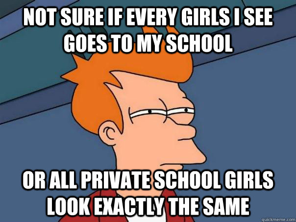 Not sure if every girls i see goes to my school or all private school girls look exactly the same  Futurama Fry