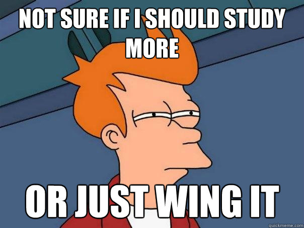 Not sure if i should study more Or just wing it  Futurama Fry