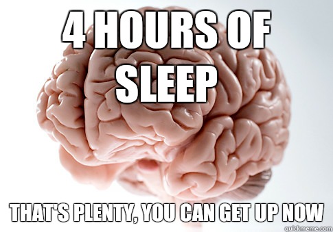 4 hours of sleep That's plenty, you can get up now  Scumbag Brain