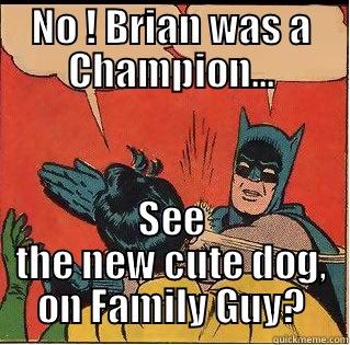 NO ! BRIAN WAS A CHAMPION... SEE THE NEW CUTE DOG, ON FAMILY GUY? Slappin Batman