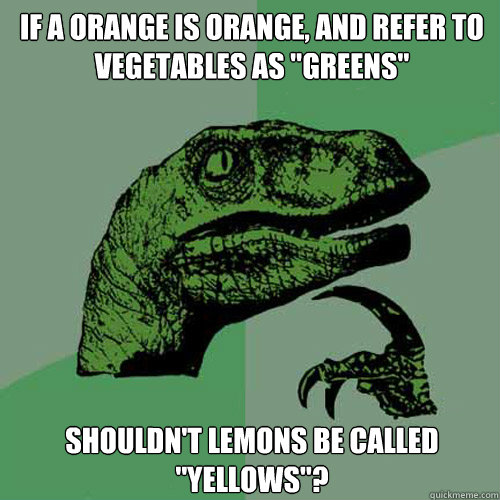 If a orange is orange, and refer to vegetables as 