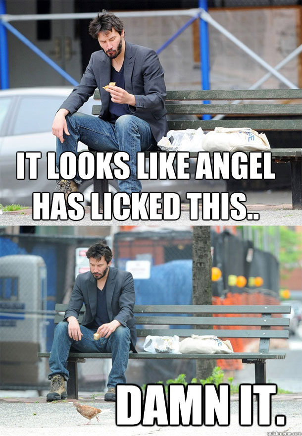 It looks like angel has licked this.. Damn it. - It looks like angel has licked this.. Damn it.  Sad Keanu