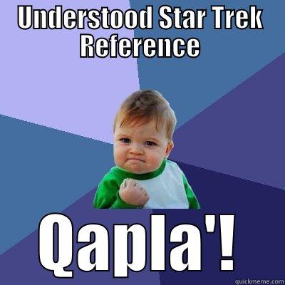 UNDERSTOOD STAR TREK REFERENCE QAPLA'! Success Kid