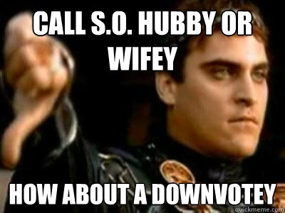 Call S.O. Hubby or Wifey How about a downvotey - Call S.O. Hubby or Wifey How about a downvotey  Downvoting Roman