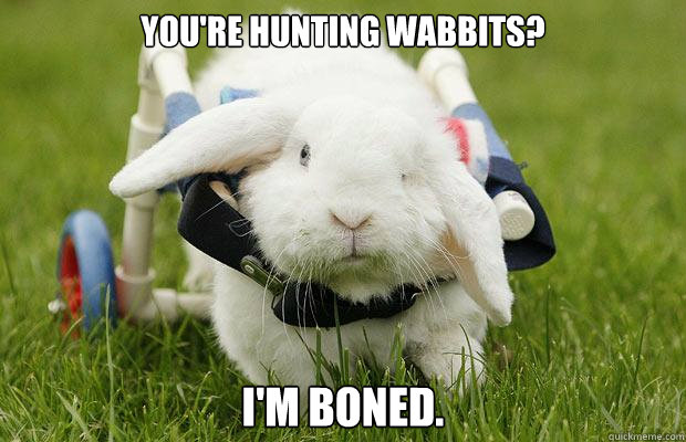 you're hunting wabbits? i'm boned. - you're hunting wabbits? i'm boned.  Misc