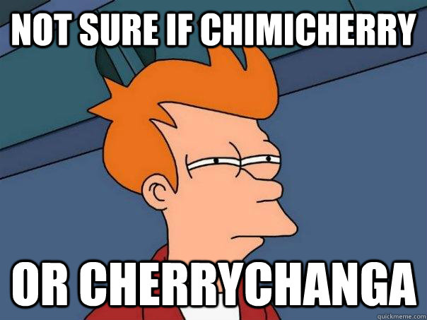 Not sure if chimicherry or cherrychanga  Futurama Fry