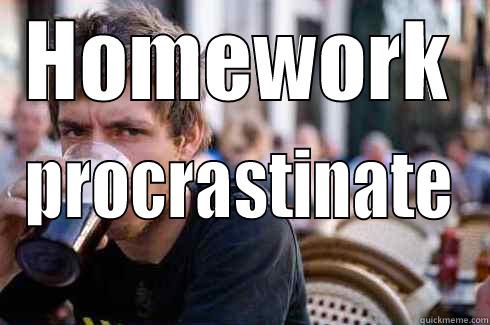 HOMEWORK PROCRASTINATE Lazy College Senior