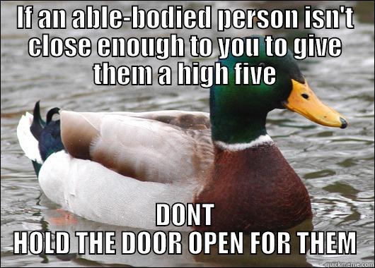 ojkdjo Doooooooor - IF AN ABLE-BODIED PERSON ISN'T CLOSE ENOUGH TO YOU TO GIVE THEM A HIGH FIVE DONT HOLD THE DOOR OPEN FOR THEM Actual Advice Mallard