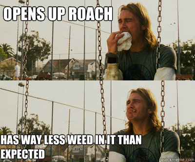 Opens up roach has way less weed in it than expected   First World Stoner Problems