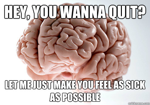 Hey, you wanna quit? Let me just make you feel as sick as possible  Scumbag Brain