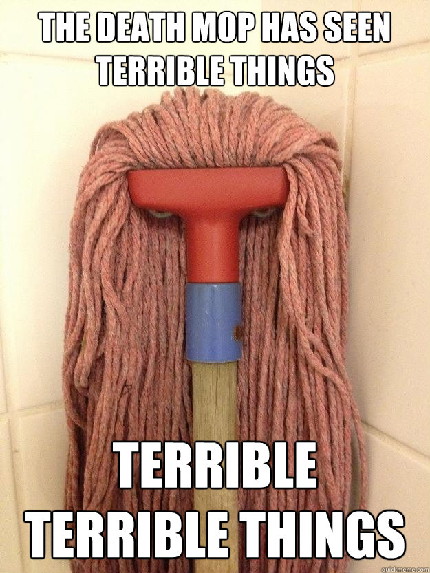 the death mop has seen terrible things TERRible terrible things  Insanity Mop