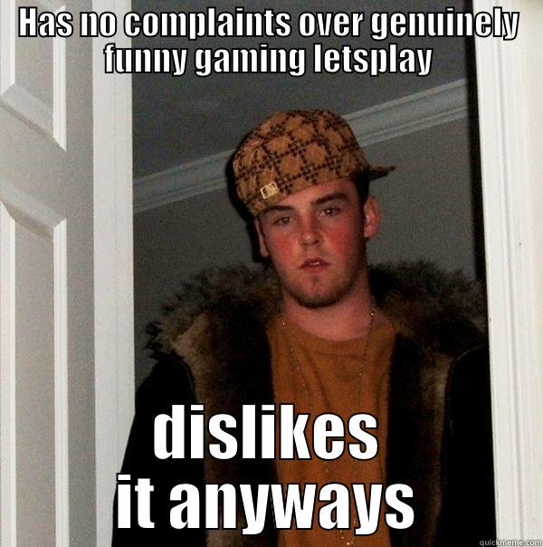 HAS NO COMPLAINTS OVER GENUINELY FUNNY GAMING LETSPLAY DISLIKES IT ANYWAYS Scumbag Steve