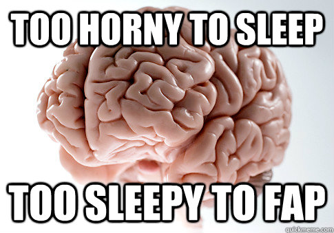 Too horny to sleep Too sleepy to fap  Scumbag Brain