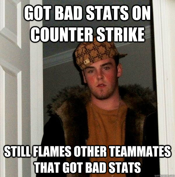 Got bad stats on Counter Strike Still flames other teammates that got bad stats  Scumbag Steve