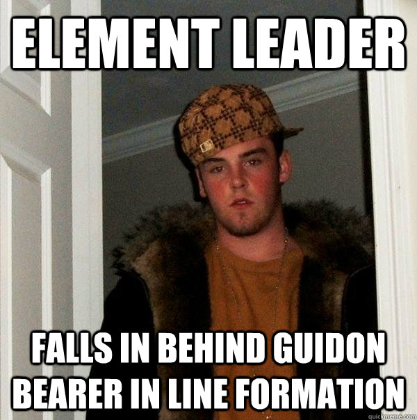 Element leader Falls in behind guidon bearer in line formation - Element leader Falls in behind guidon bearer in line formation  Scumbag Steve