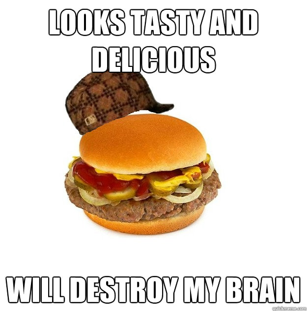 Looks tasty and delicious will destroy my brain - Looks tasty and delicious will destroy my brain  Scumbag Burger