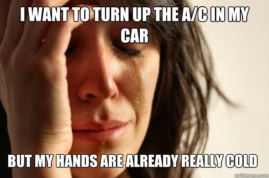 I want to turn up the A/C in my car But my hands are already really cold  First World Problems