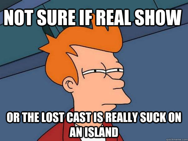 Not sure if real show or the lost cast is really suck on an island  Futurama Fry