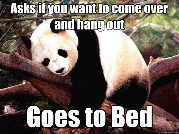 Asks if you want to come over and hang out Goes to Bed  Procrastination Panda