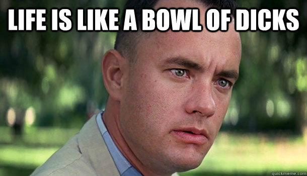 Life is like a bowl of dicks   Offensive Forrest Gump