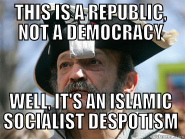 THIS IS A REPUBLIC, NOT A DEMOCRACY WELL, IT'S AN ISLAMIC SOCIALIST DESPOTISM Misc