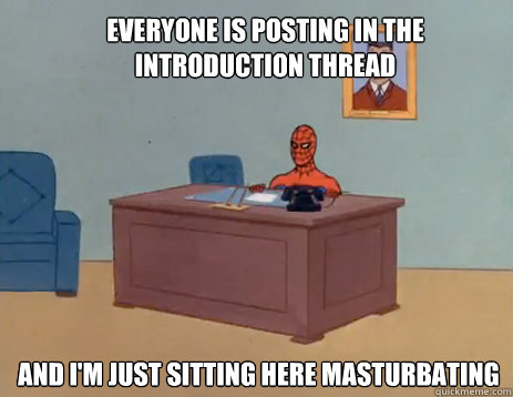 everyone is posting in the introduction thread And i'm just sitting here masturbating  masturbating spiderman