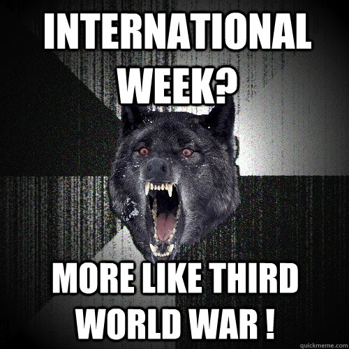 International week? More like third world war !  Insanity Wolf