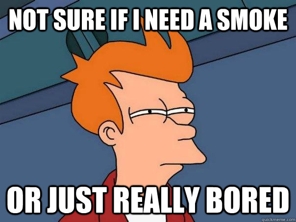 Not sure if I need a smoke Or just really bored  Futurama Fry