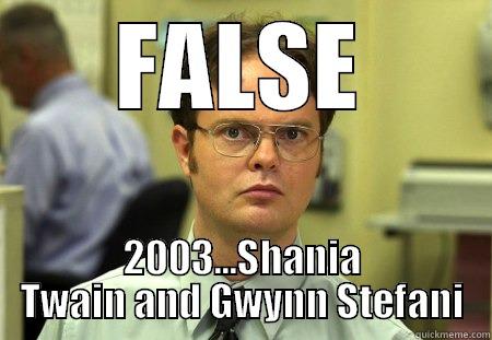 falso oo  - FALSE 2003...SHANIA TWAIN AND GWYNN STEFANI Schrute