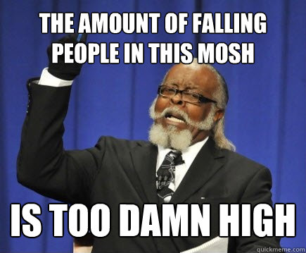 The amount of falling people in this mosh is too damn high  Too Damn High