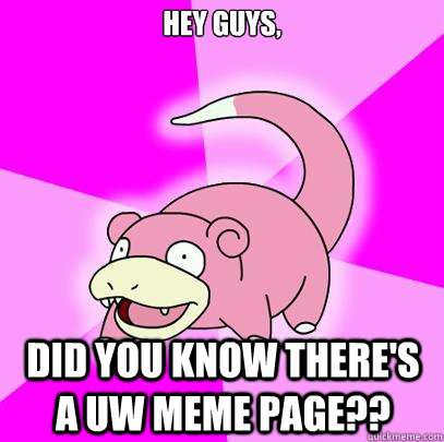 hey guys, did you know there's a uw meme page??  Slowpoke