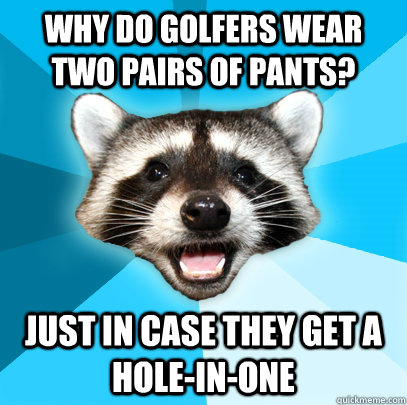 WHY DO GOLFERS WEAR TWO PAIRS OF PANTS? JUST IN CASE THEY GET A HOLE-IN-ONE  Lame Pun Coon